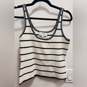 La Ligne Leo Cream and Black Striped Tank Top